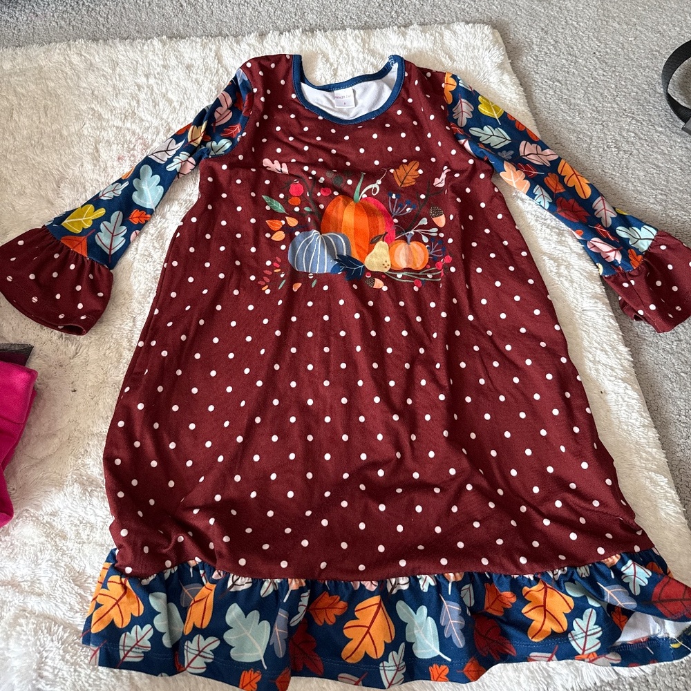 Penelope Plumm buttery soft fall themed dress girls size 5
